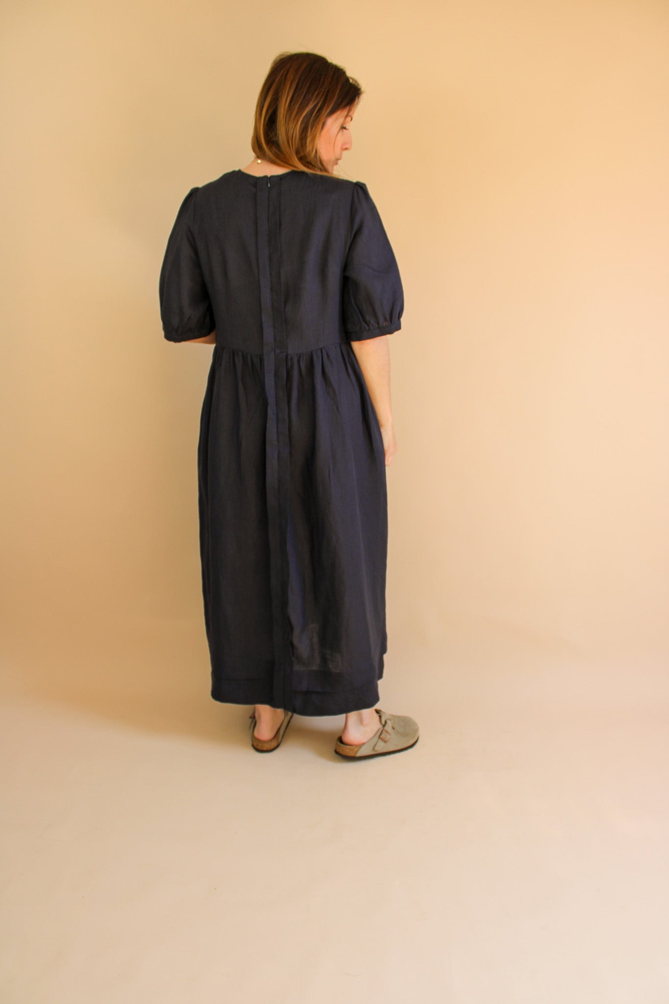 &DAUGHTER Linen Pleat Detail Midi Dress Size 12