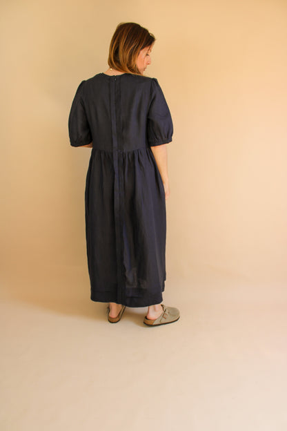 &DAUGHTER Linen Pleat Detail Midi Dress Size 12