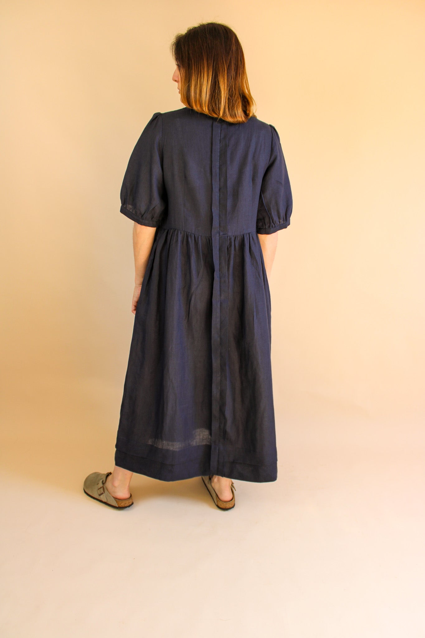 &DAUGHTER Linen Pleat Detail Midi Dress Size 12
