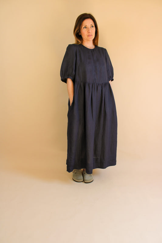 &DAUGHTER Linen Pleat Detail Midi Dress Size 12