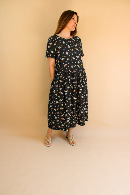 YMC Perhacs Cotton Floral Seersucker Midi Dress Size M