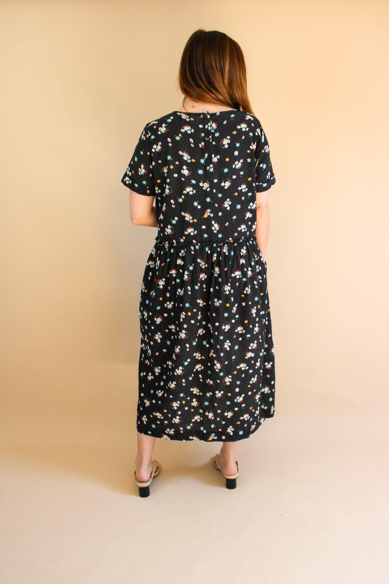 YMC Perhacs Cotton Floral Seersucker Midi Dress Size M