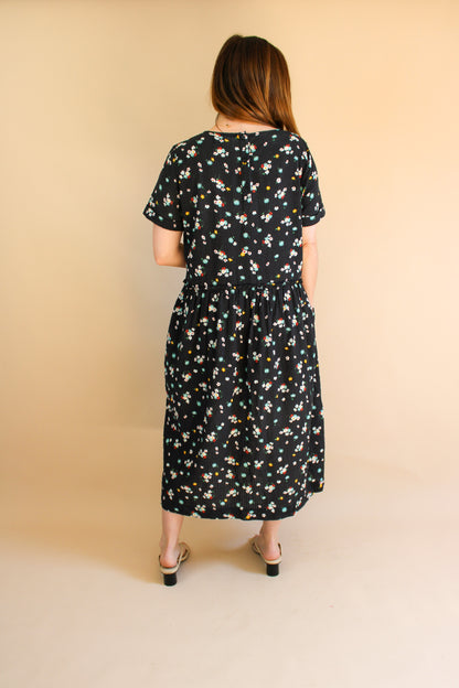 YMC Perhacs Cotton Floral Seersucker Midi Dress Size M