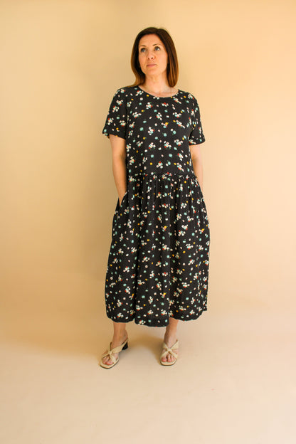 YMC Perhacs Cotton Floral Seersucker Midi Dress Size M