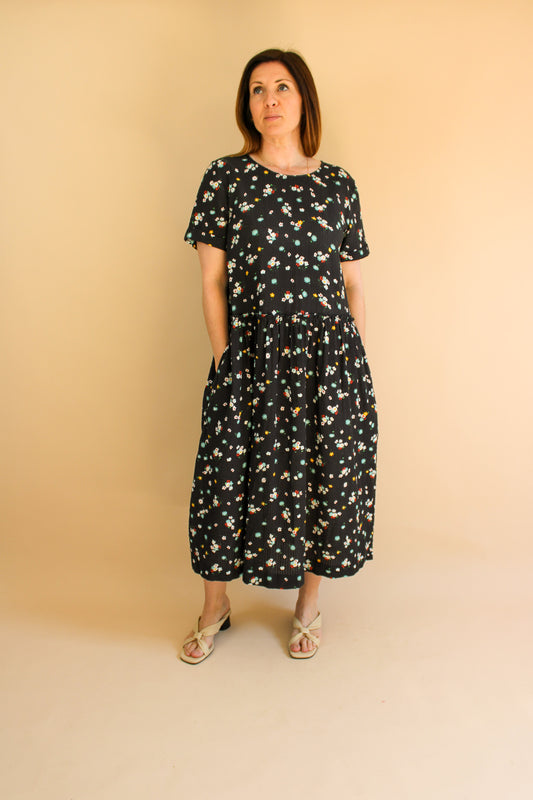 YMC Perhacs Cotton Floral Seersucker Midi Dress Size M
