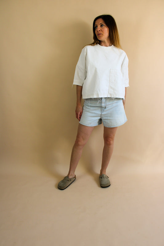 LF MARKEY Boxy Cotton Harley Raw Edge Oversize Top One Size
