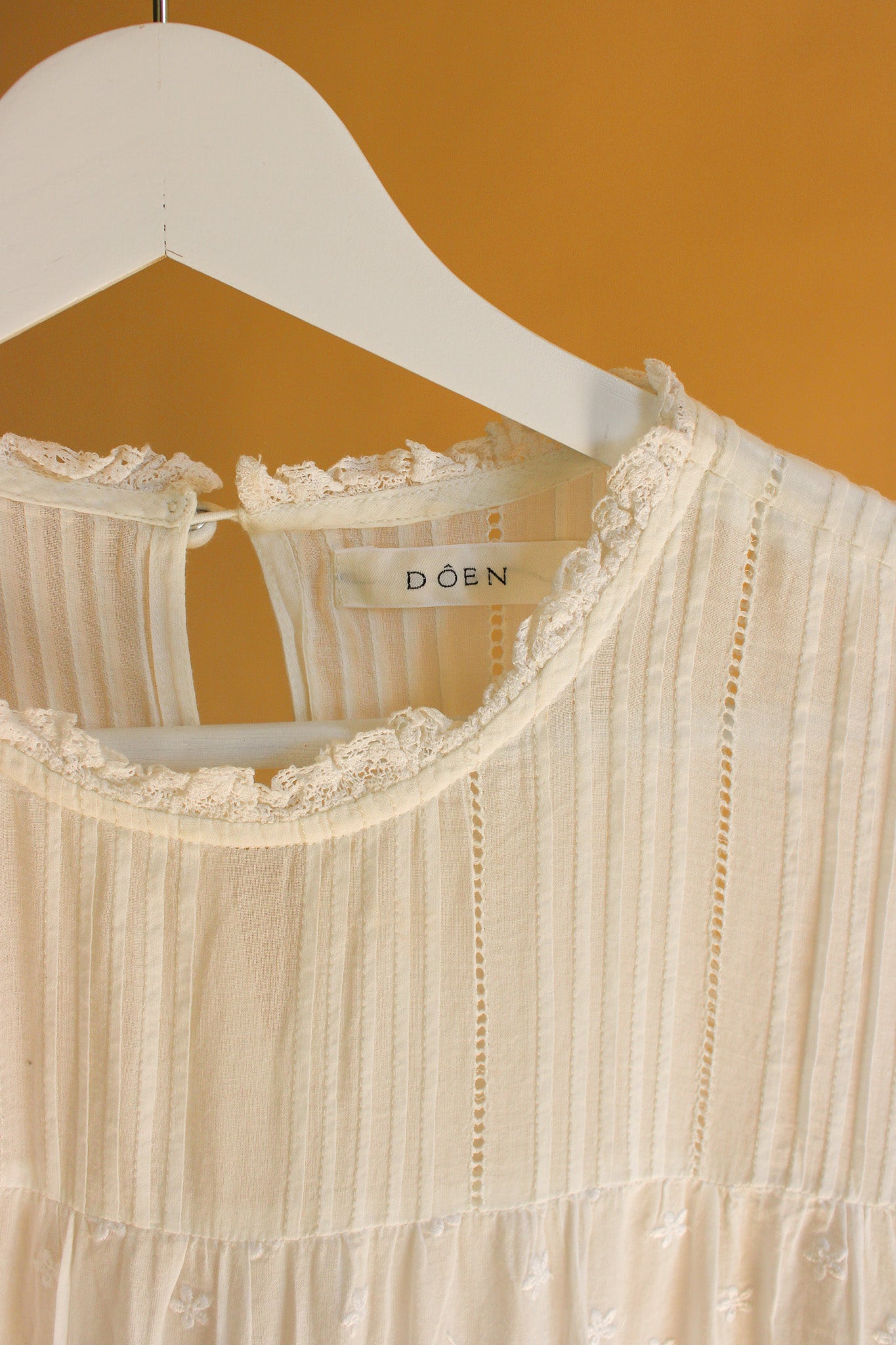 DOEN Cotton Voile Lace Trim Maxi Dress Size M