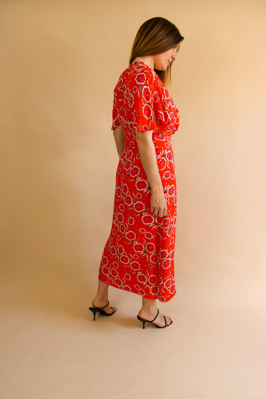 WHISTLES Ella Diagonal Floral Tea Dress Size 6-8