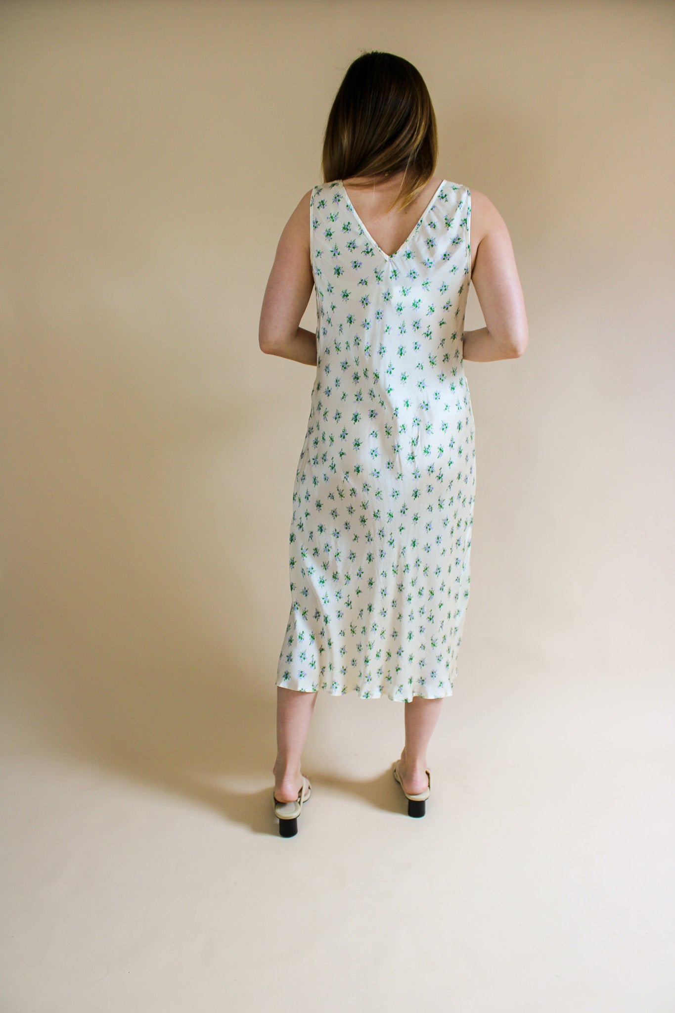 GHOST Bias Cut Satin Floral Slip Dress Size L