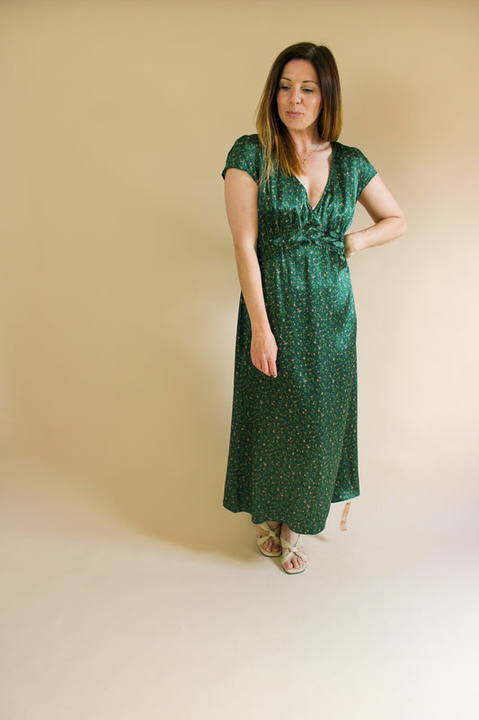 REFORMATION Kaye 100% Silk Floral Midi Dress Size 12