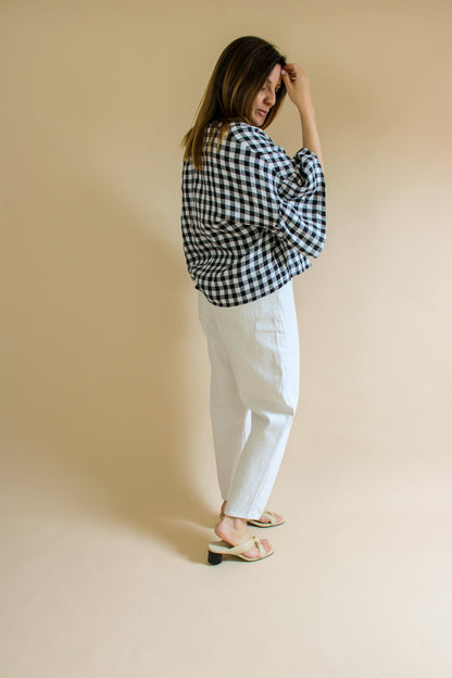 BEAUMONT ORGANIC Rita-Gee Gingham Linen Blouse Size S