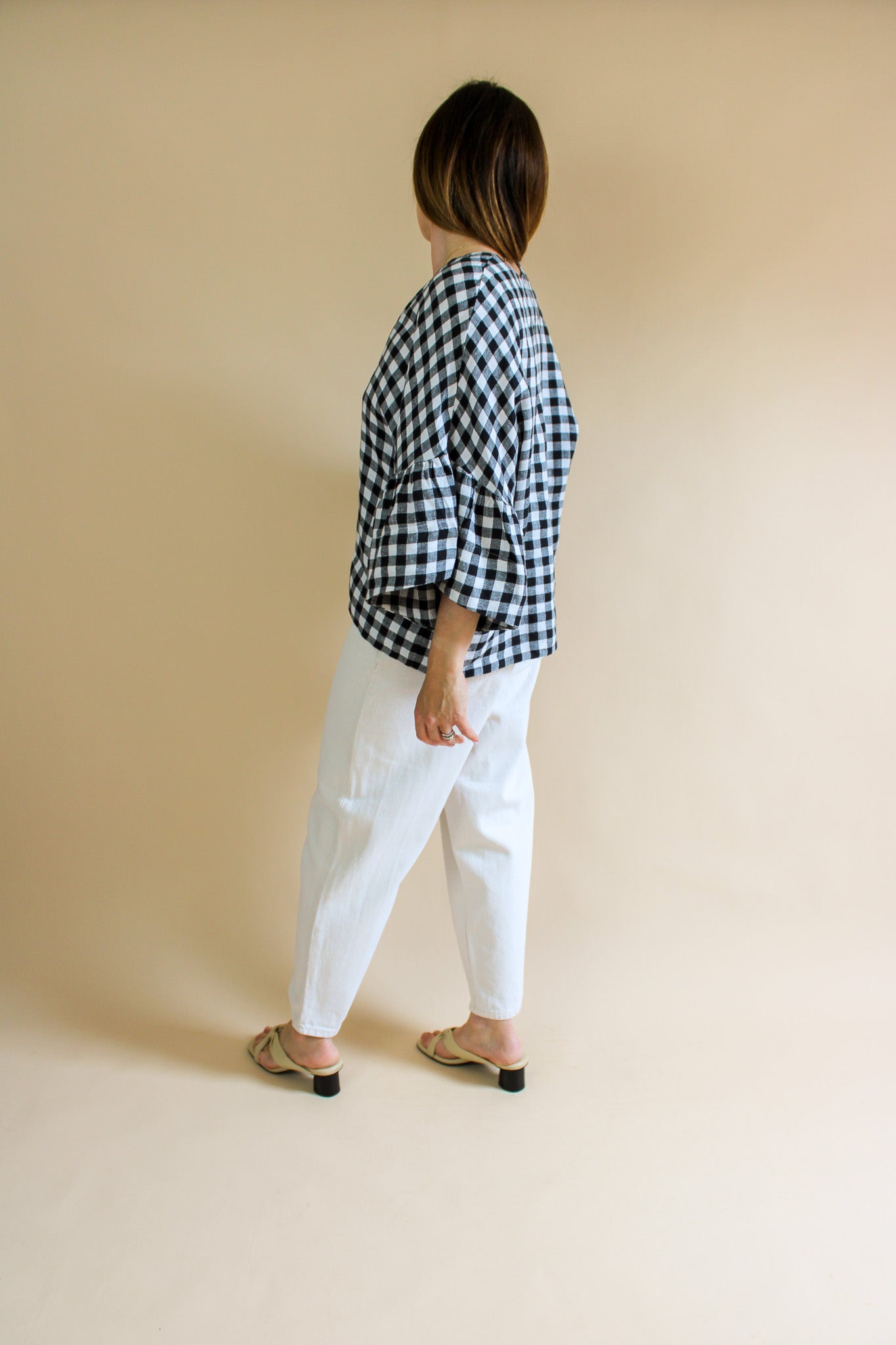 BEAUMONT ORGANIC Rita-Gee Gingham Linen Blouse Size S