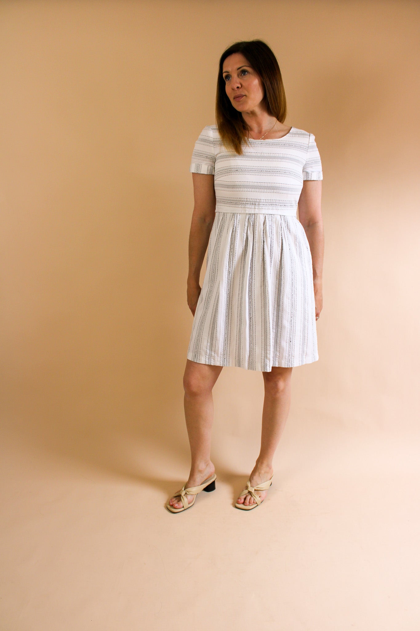 YARGICI Stripe Short Sleeve Dress Size 8
