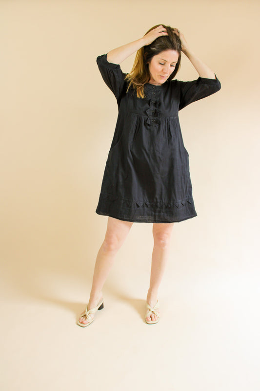 WHISTLES Long Sleeve Origami Button Mini Dress Size 12
