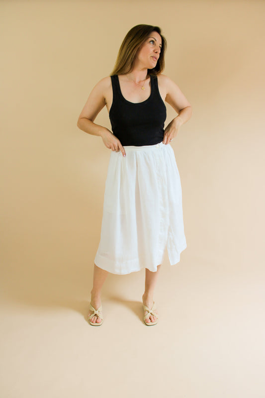 ALEX MILL Linen A-line Button Midi Skirt Size S