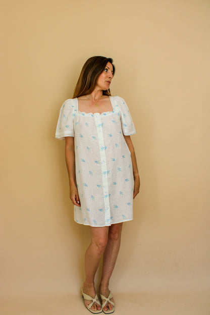 SLEEPER Bridgette Linen floral mini dress Size L