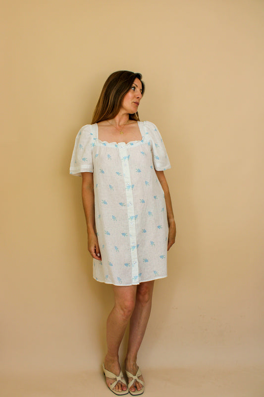 SLEEPER Bridgette Linen floral mini dress Size L