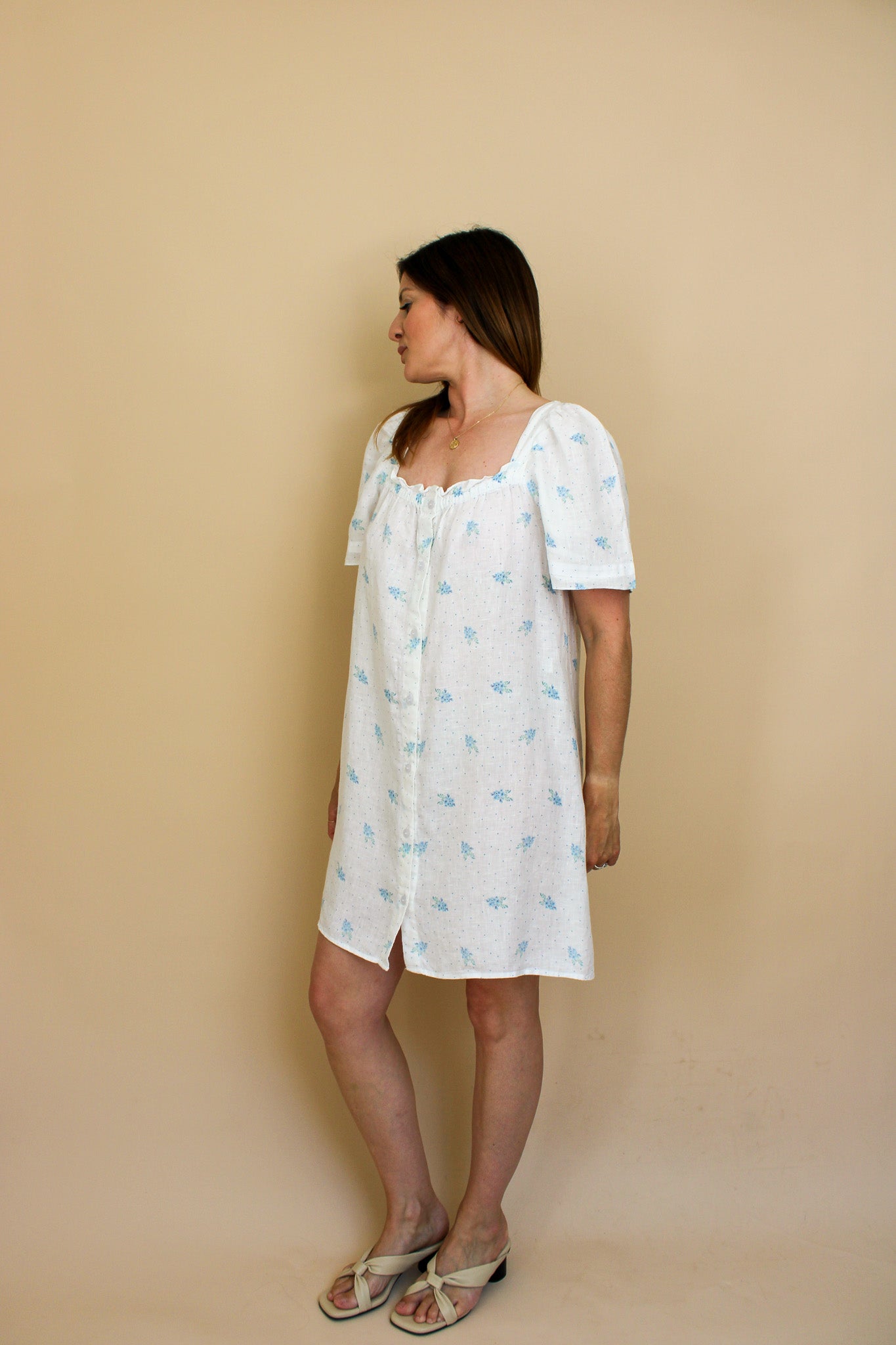 SLEEPER Bridgette Linen floral mini dress Size L