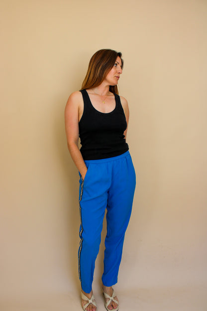 ZADIG & VOLTAIRE Logo Side Stripe Paula Band Straight Leg Trousers Size 12