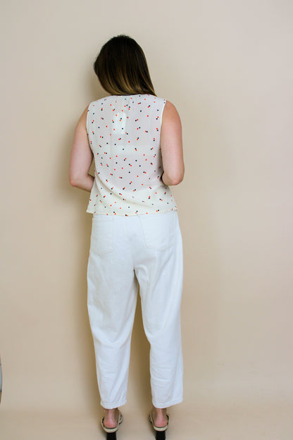 WHISTLES Sleeveless Polkadot Silk Blouse Size 10