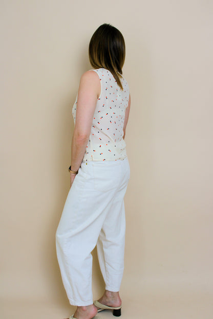 WHISTLES Sleeveless Polkadot Silk Blouse Size 10