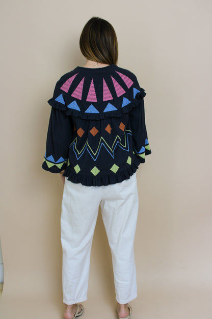 STELLA NOVA Embroidered Multi Shape Blouse Size 8-10