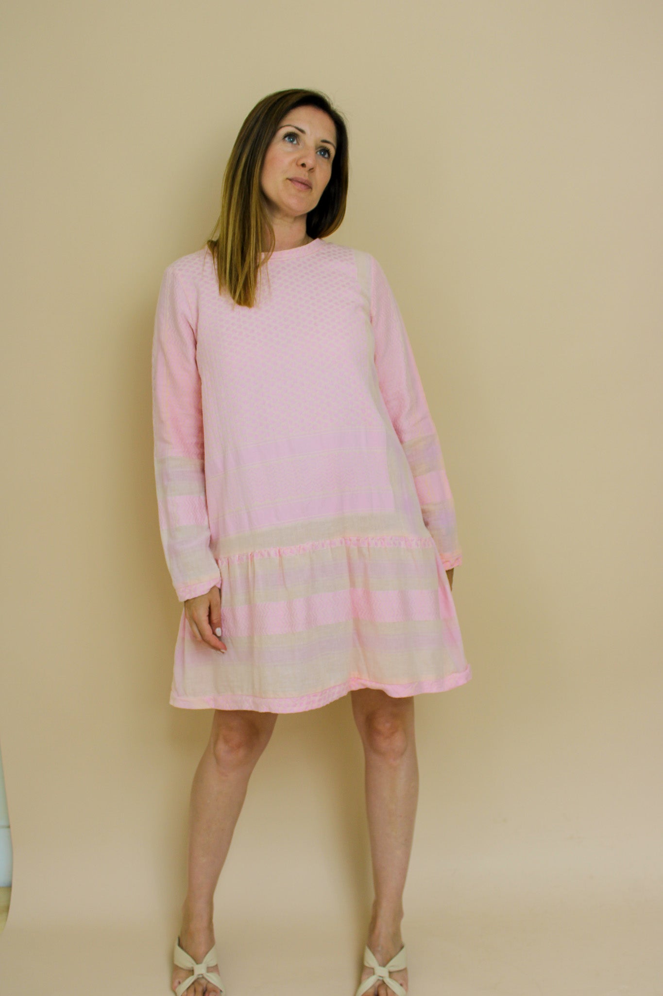 CECILIE COPENHAGEN check 2 O long sleeve midi dress Size S