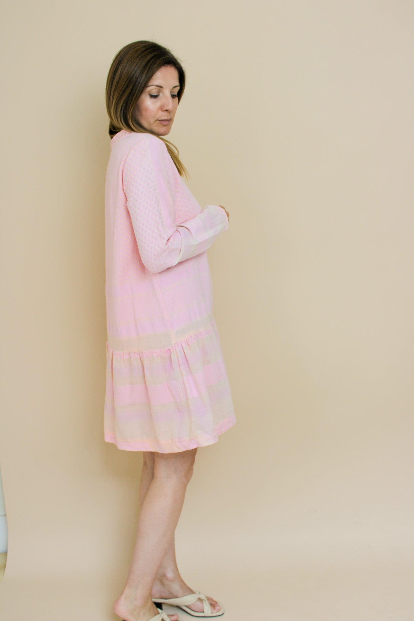 CECILIE COPENHAGEN check 2 O long sleeve midi dress Size S