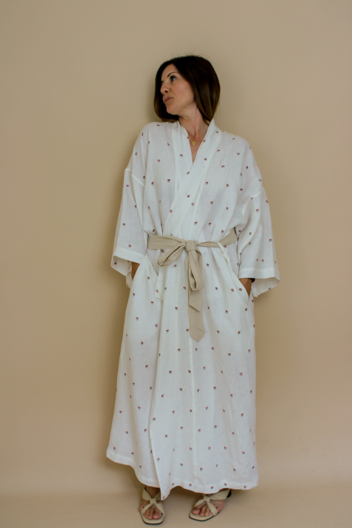 DEIJI STUDIOS Floral '02' Linen Robe One Size