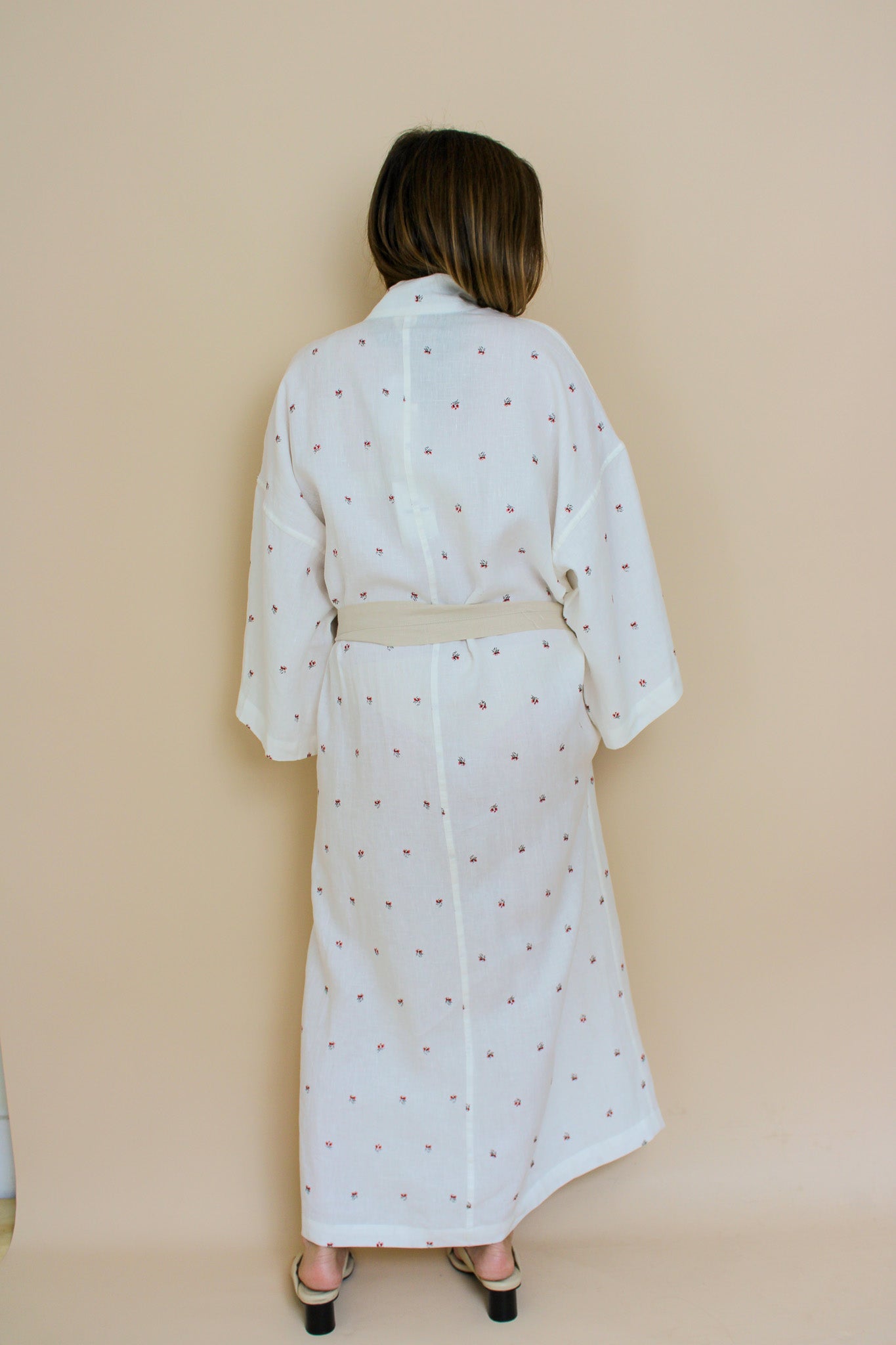 DEIJI STUDIOS Floral '02' Linen Robe One Size