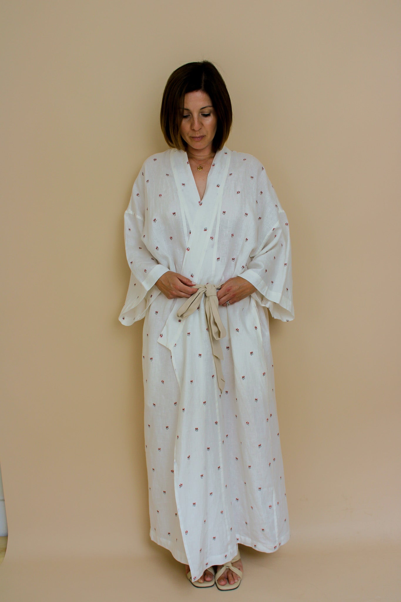 DEIJI STUDIOS Floral '02' Linen Robe One Size