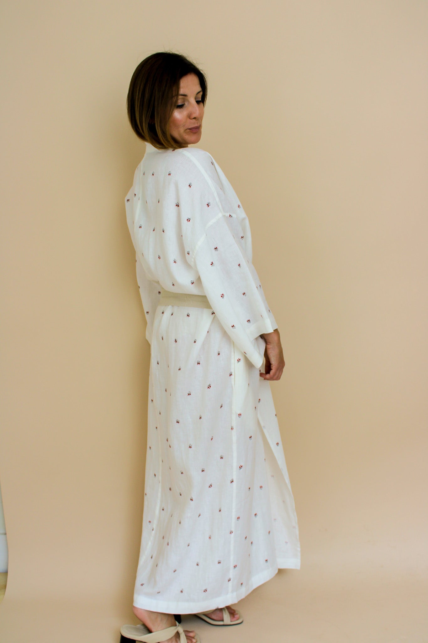 DEIJI STUDIOS Floral '02' Linen Robe One Size