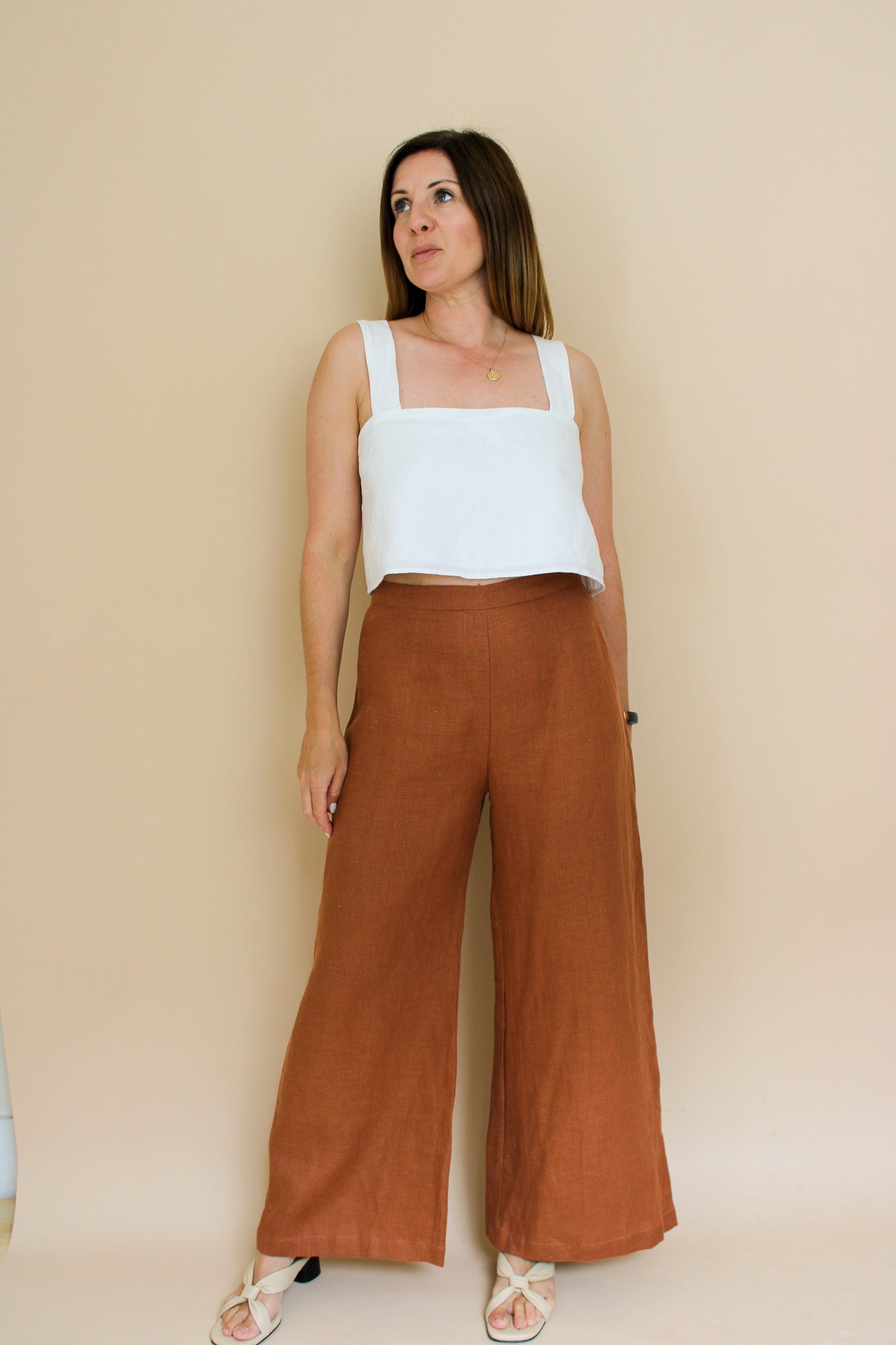 FAITHFULL THE BRAND Scelsi High Rise Flaed linen trousers Size L