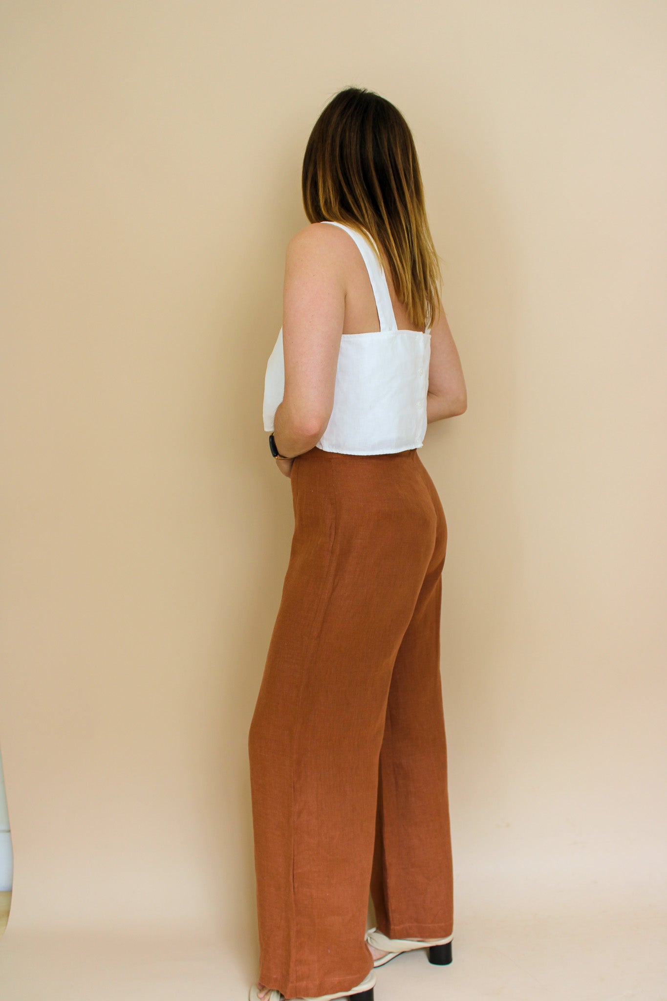 FAITHFULL THE BRAND Scelsi High Rise Flaed linen trousers Size L