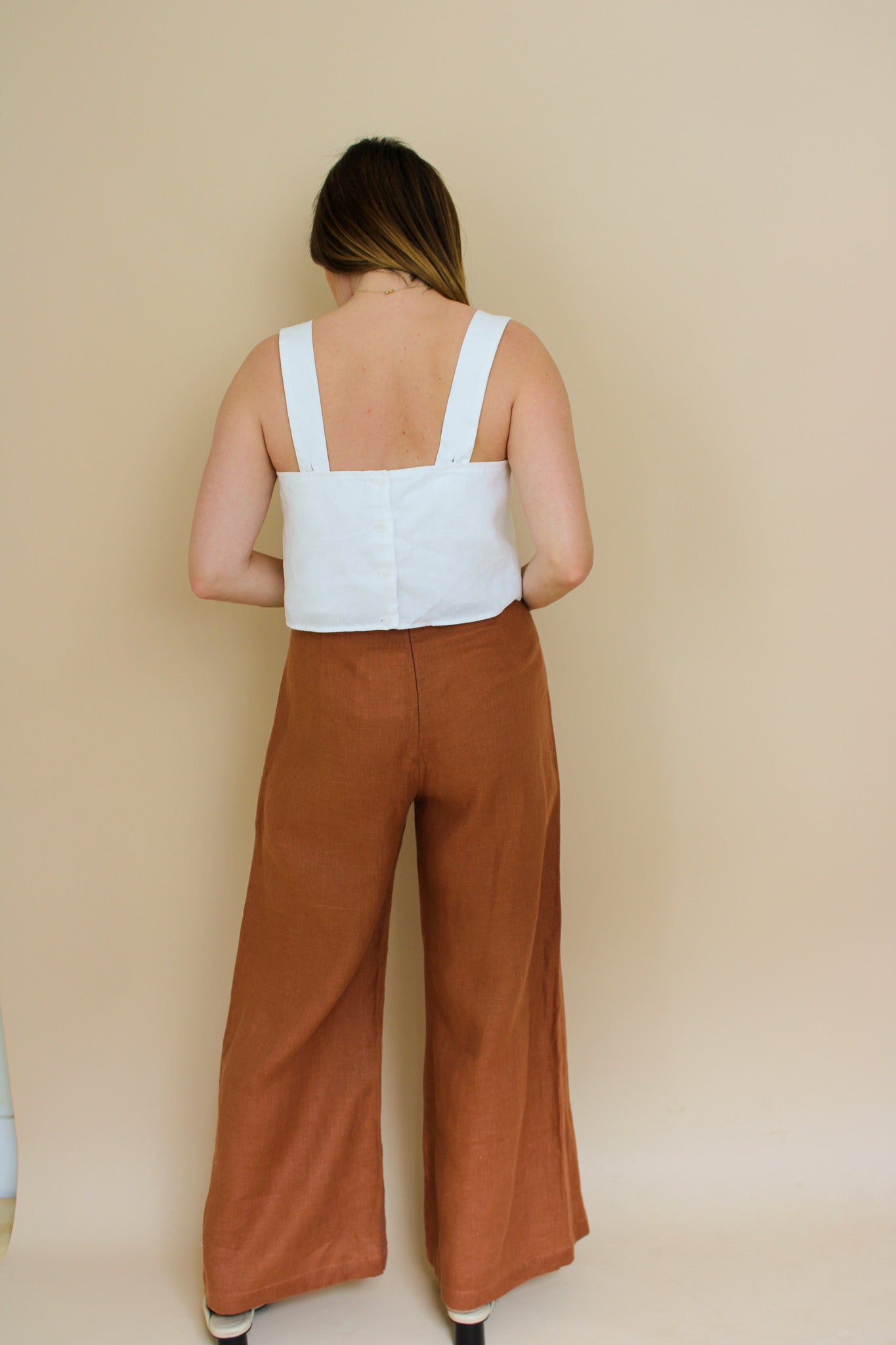 FAITHFULL THE BRAND Scelsi High Rise Flaed linen trousers Size L