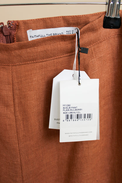 FAITHFULL THE BRAND Scelsi High Rise Flaed linen trousers Size L