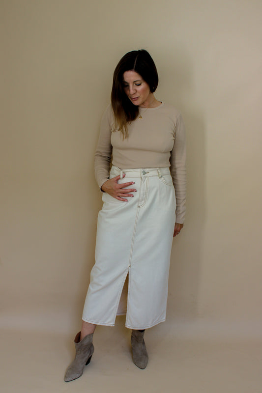 ALIGNE Greta denim midi skirt Size 10