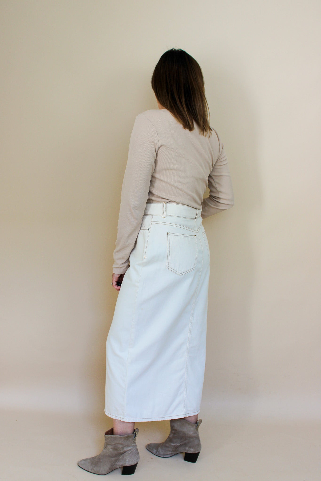ALIGNE Greta denim midi skirt Size 10