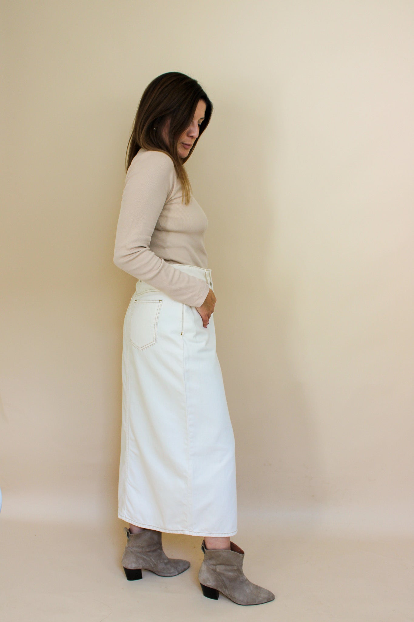 ALIGNE Greta denim midi skirt Size 10