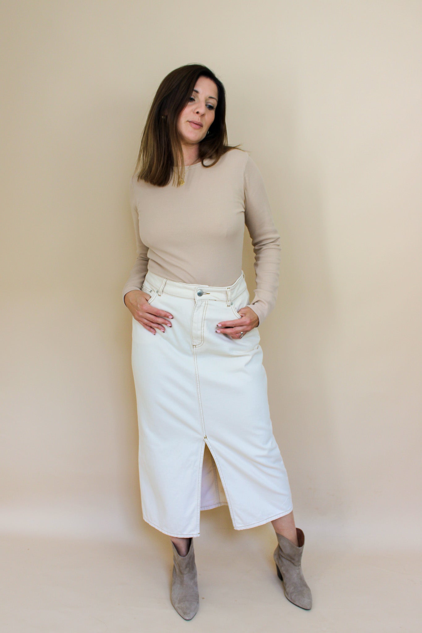 ALIGNE Greta denim midi skirt Size 10