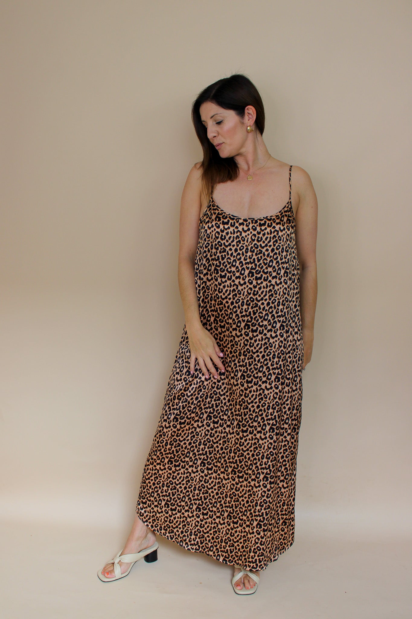 YOKE Juno Leopard-print Stretch-silk Slip Dress Size M
