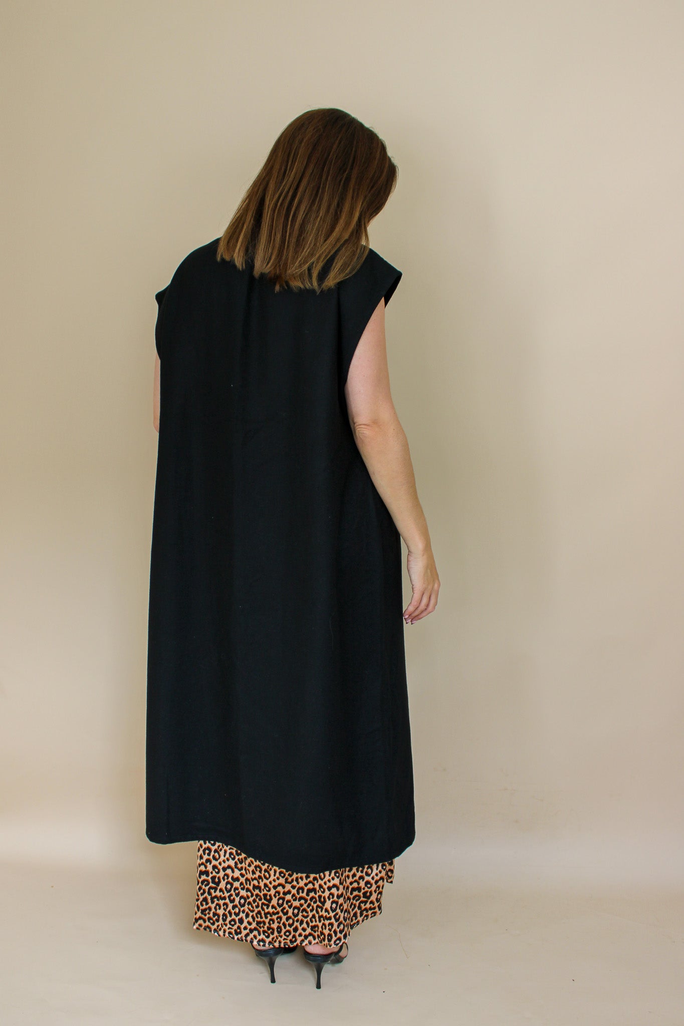 JESSICA LEWIS Long Wool Tunic Vest Size M