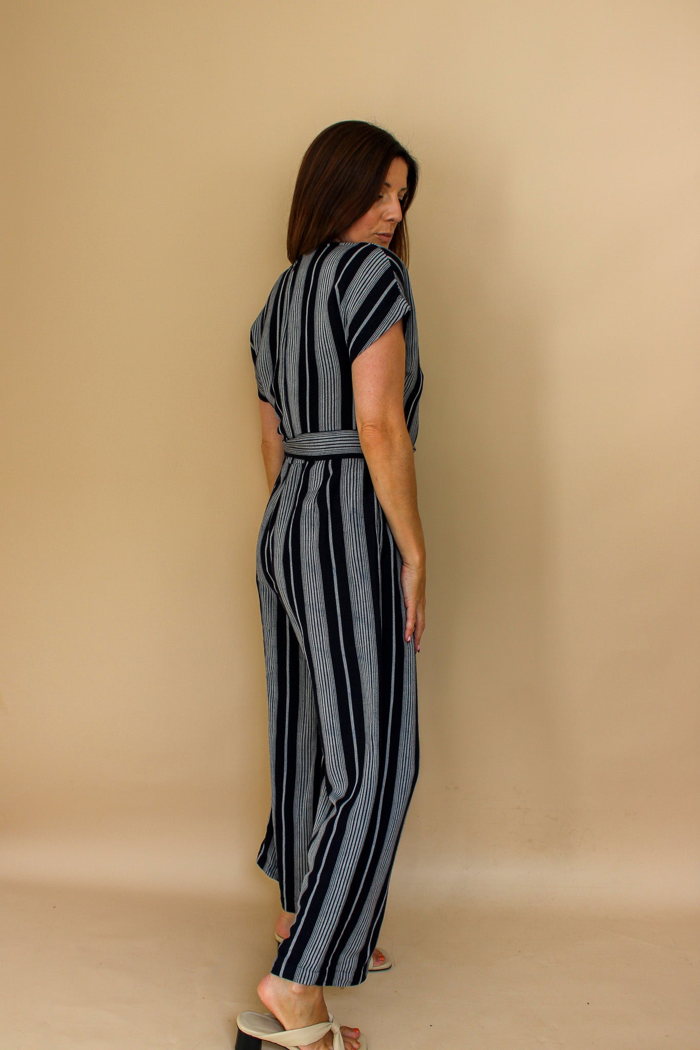 RAILS Angela Mediterranean Stripe Belted Jumpsuit Size M