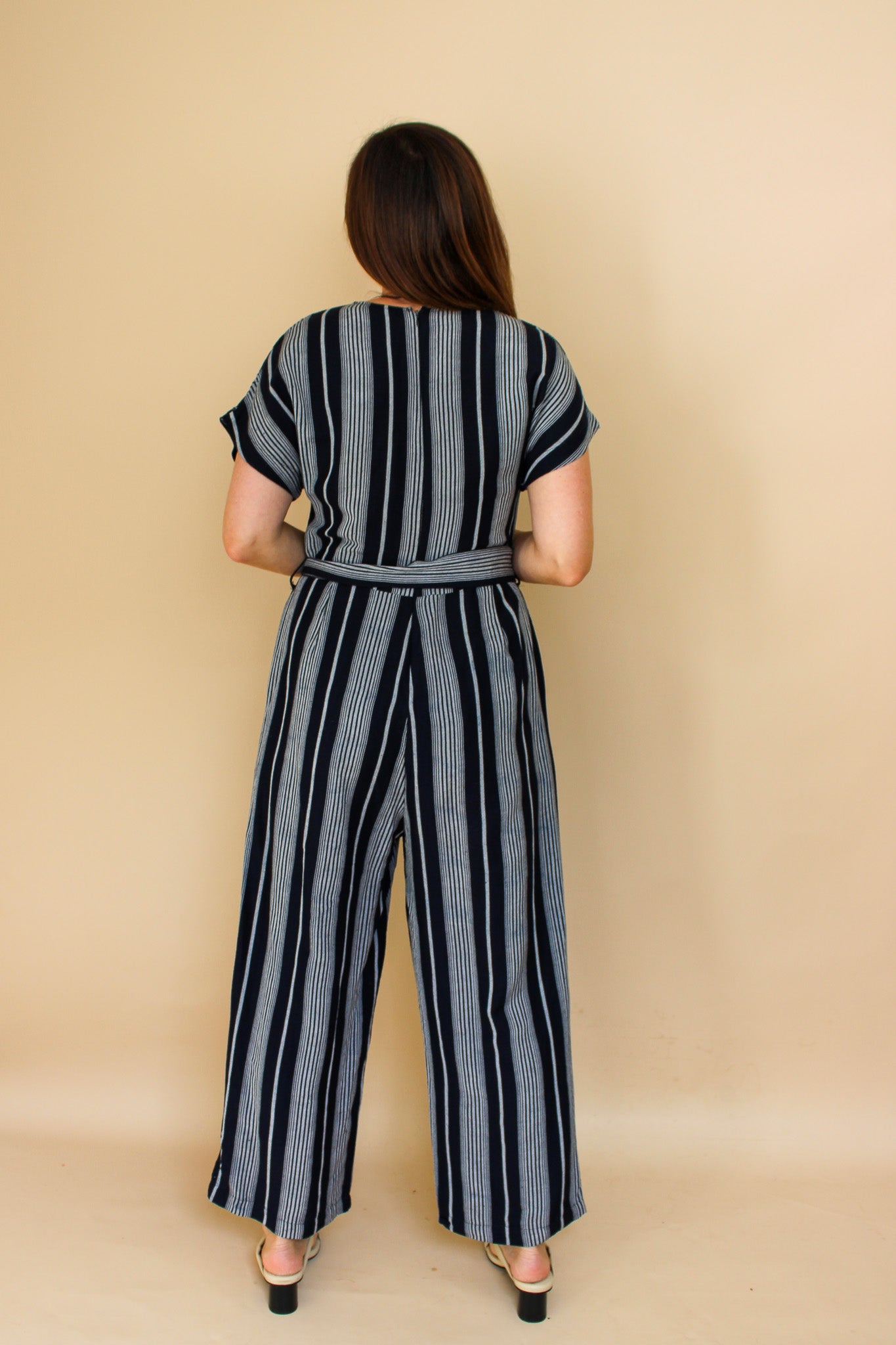 RAILS Angela Mediterranean Stripe Belted Jumpsuit Size M
