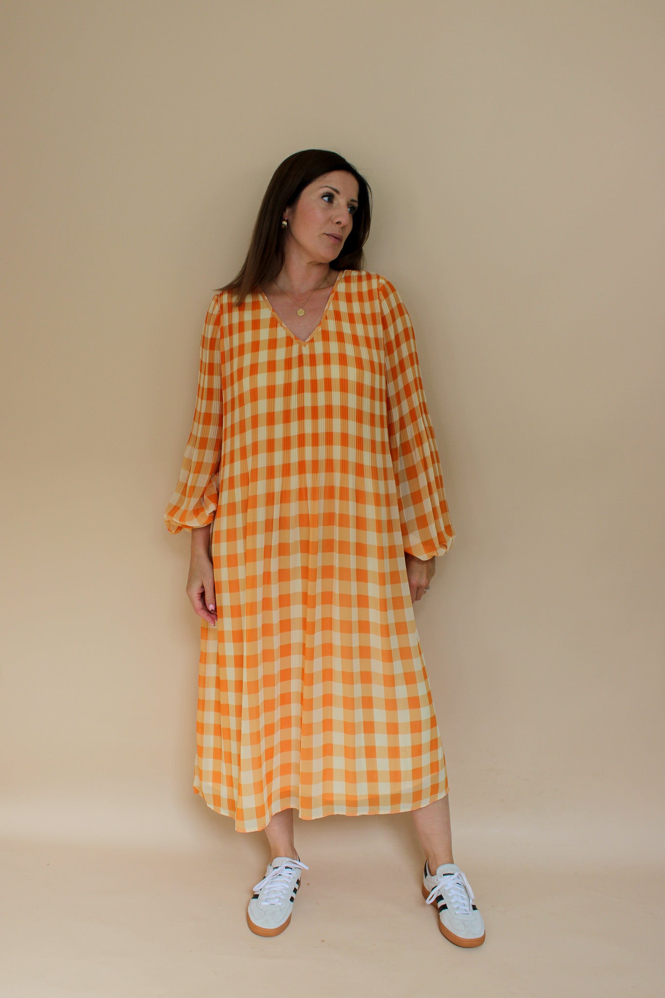 KITRI Check Pleated Midi Dress Size XS