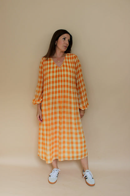 KITRI Check Pleated Midi Dress Size XS