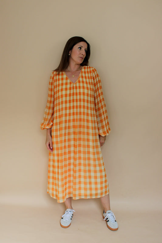 KITRI Check Pleated Midi Dress Size XS