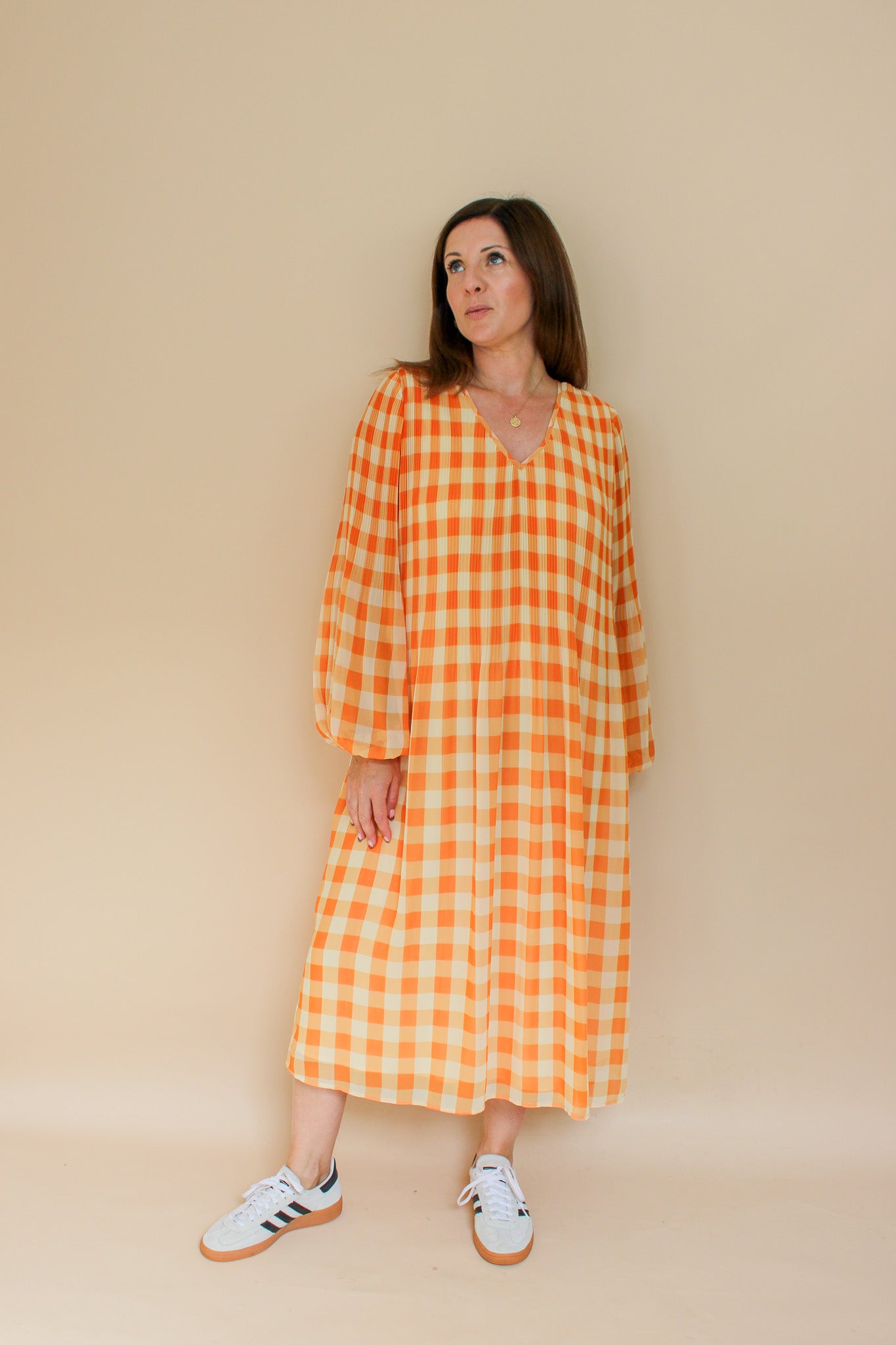 KITRI Check Pleated Midi Dress Size XS