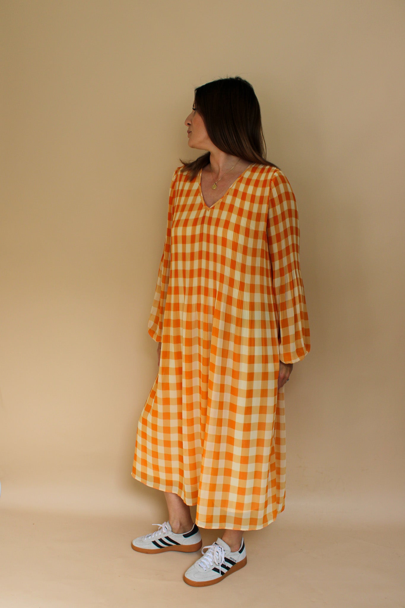 KITRI Check Pleated Midi Dress Size XS