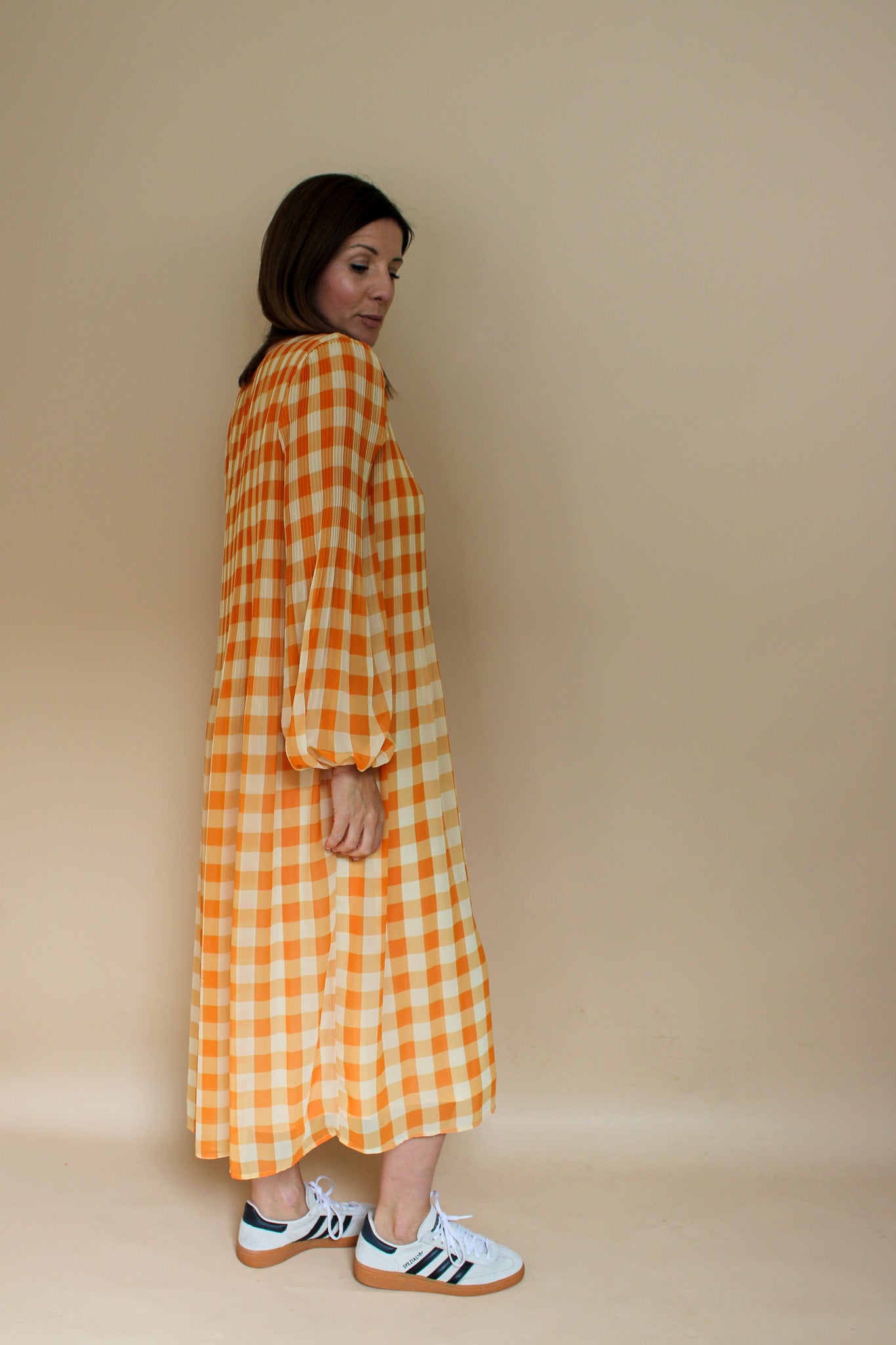 KITRI Check Pleated Midi Dress Size XS